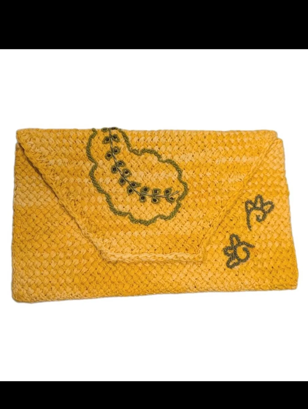 Handmade Crochet Clutch Purse Beaded Boho Chic 70s Glam #3050